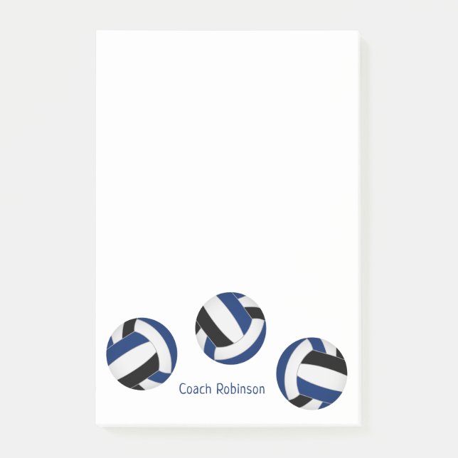 blue black team colours volleyball coach post-it notes (Front)