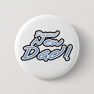 Blue/Black Text Proud New Dad 2 Inch Round Button