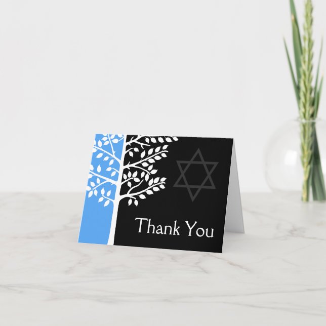Blue Black Tree of Life Bar Mitzvah Merci (Devant)