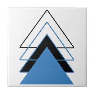Blue black triangles geometric abstract minimalist tile