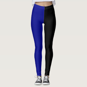 Blue Black Two Tone Half Colour Split Leggings