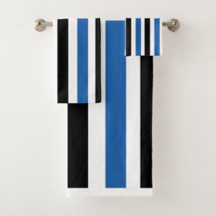 Blue Black Vertical Stripes Pattern Bath Towel Set
