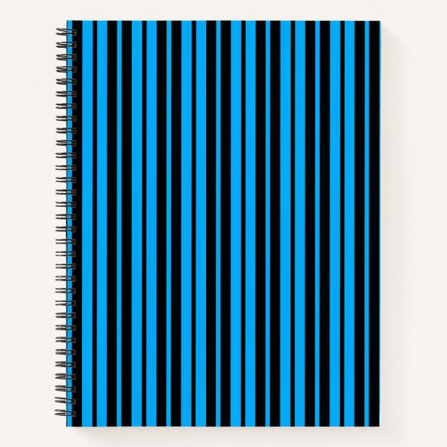 Blue Black Vertical Stripes Pattern Design Notebook (Front)