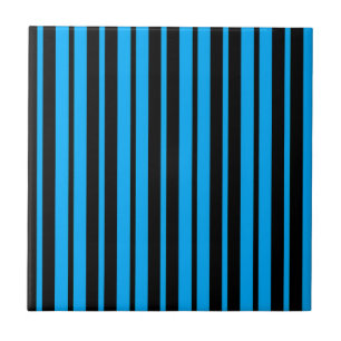 Blue Black Vertical Stripes Pattern Design Tile