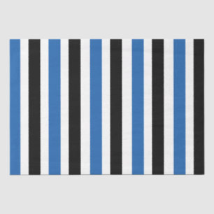 Blue Black Vertical Stripes Tissue Paper