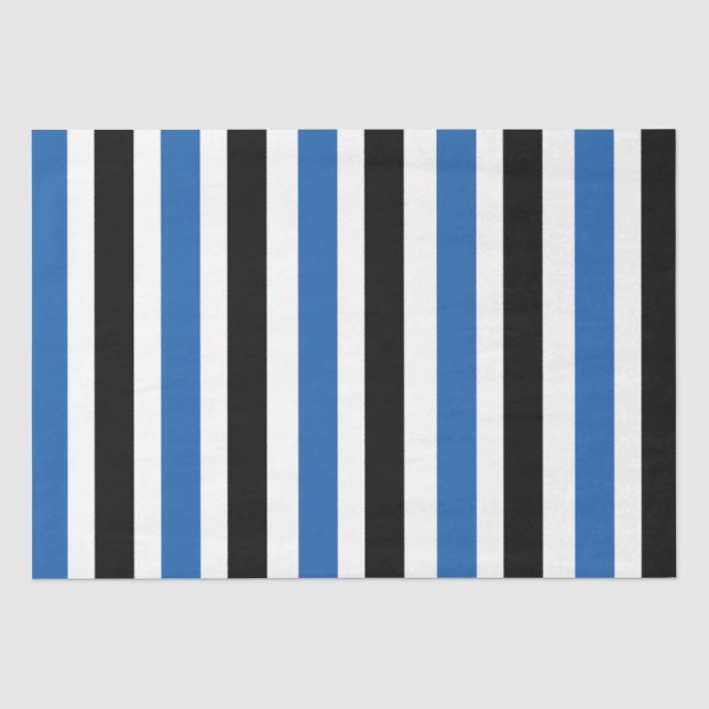 Blue Black Vertical Stripes  Tissue Paper (Front)