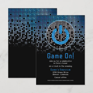 Blue Black Video Game Gamer Bar Mitzvah  Enclosure Card