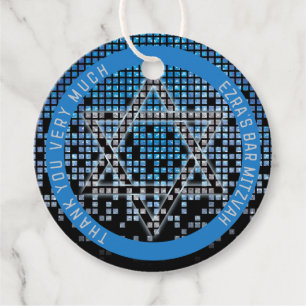 Blue Black Video Game Gamer Bar Mitzvah Favour Tags