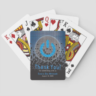 Blue Black Video Game Gamer Bar Mitzvah Playing Cards
