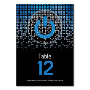 Blue Black Video Game Gamer Bar Mitzvah Table Number