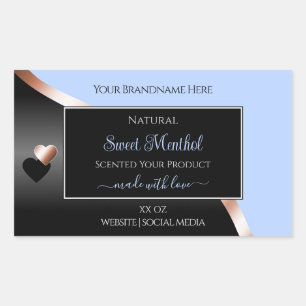 Blue Black Wavy Rose Gold Hearts Product Labels