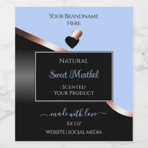 Blue Black Wavy Rose Gold Hearts Product Labels