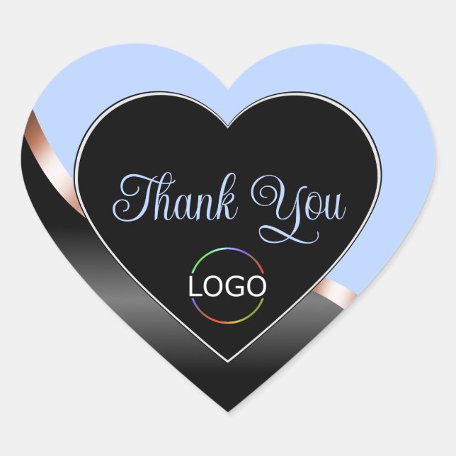Blue Black Wavy Rose Gold with Logo Cute Thank You Heart Sticker (Front)