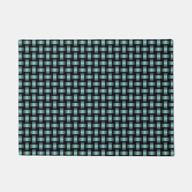 Blue Black Weave Pattern Doormat (Front)