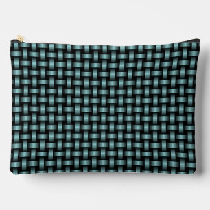 Blue Black Weave Pattern Large Accessory Pouch