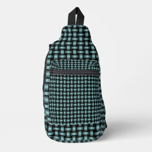 Blue Black Weave Pattern Sling Bag