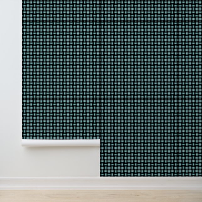 Blue Black Weave Pattern Wallpaper (Application)