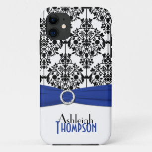 Blue, Black, White Damask iPhone 5 Case