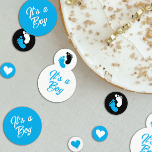 Blue Black & White It's a Boy Baby Shower Confetti