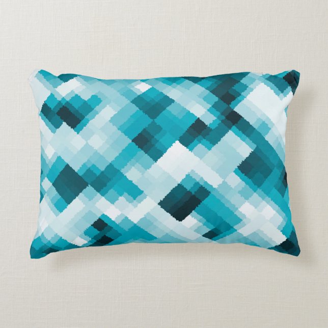 Blue Black White Modern Abstract Pattern Decorative Pillow (Front)
