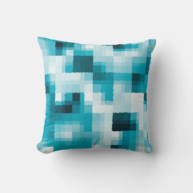 Blue Black White Modern Abstract Pattern Throw Pillow (Front)