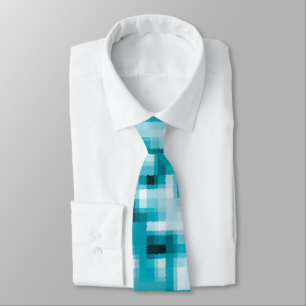 Blue Black White Modern Abstract Pattern Tie
