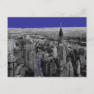 Blue Black White New York City Postcard