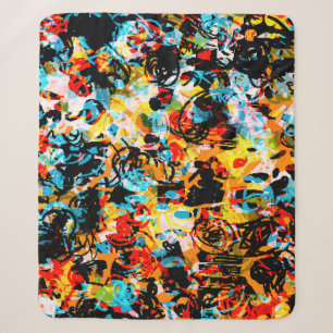 Blue, black, white, orange colour. Bright seamless Sherpa Blanket