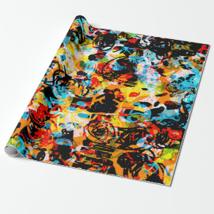 Blue, black, white, orange colour. Bright seamless Wrapping Paper