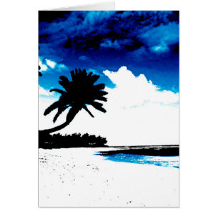 Blue Black White palm Tree Silhouette