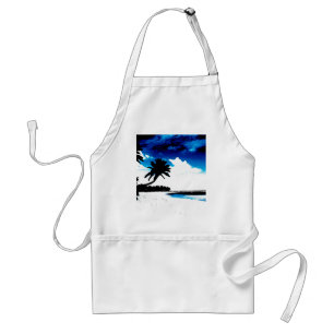 Blue Black White palm Tree Silhouette Standard Apron