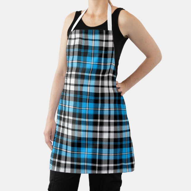 Blue Black White Plaid Tartan Pattern Design  Apron (Insitu)