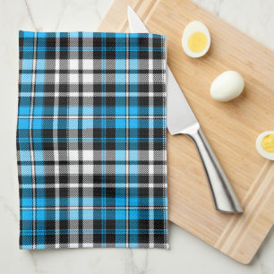 Blue Black White Plaid Tartan Pattern Design  Kitchen Towel