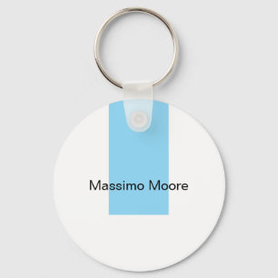 Blue Black White Plain Elegant Own Name Keychain