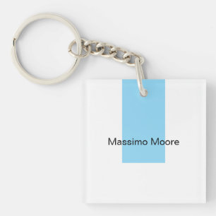 Blue Black White Plain Elegant Own Name Keychain