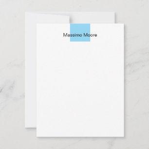 Blue Black White Plain Elegant Own Name RSVP Card