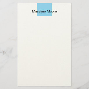 Blue Black White Plain Elegant Own Name Stationery