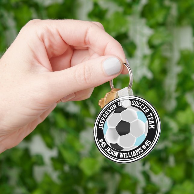 Blue, Black & White Soccer ⚽ Keychain (Hand)