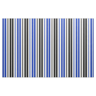 Blue Black White Stripes Pattern Design  Fabric
