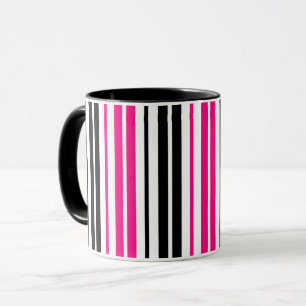Blue Black White Stripes Pattern Design  Mug