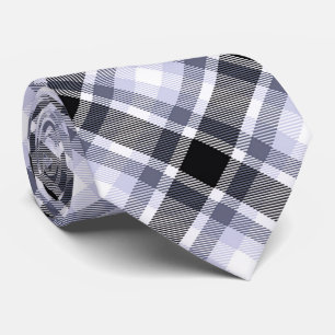 Blue, Black, White Tartan Plaid Pattern Tie