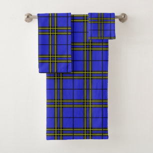 Blue Black Yellow Tartan Bath Towel Set