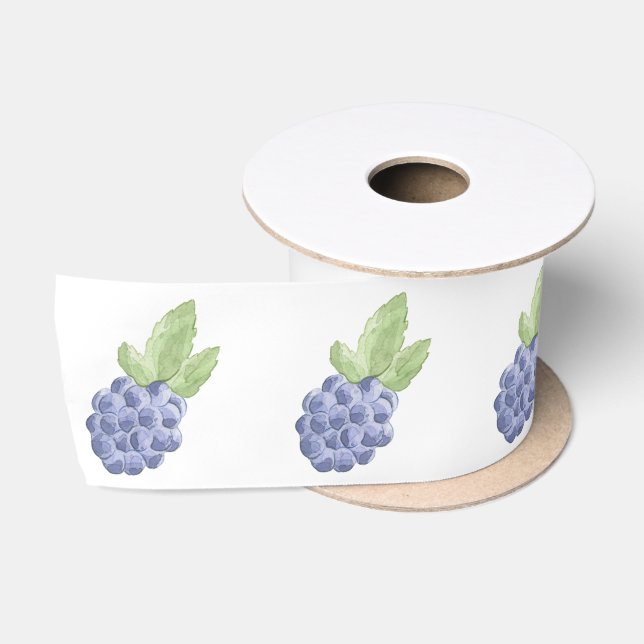 Blue blackberry fruit satin ribbon (Spool)
