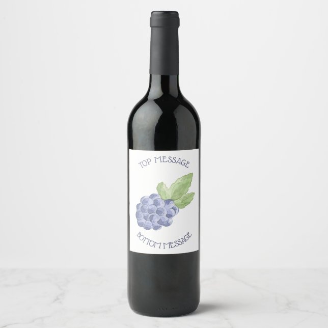 Blue blackberry fruit wine label (Front)