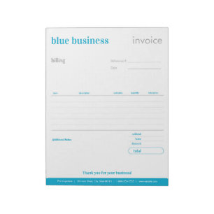 Blue Blank Order Form or Invoice Notepad