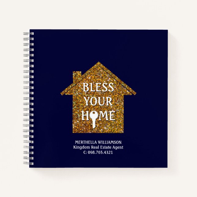  Blue BLESS YOUR HOME Real Estate  Notebook (Front)