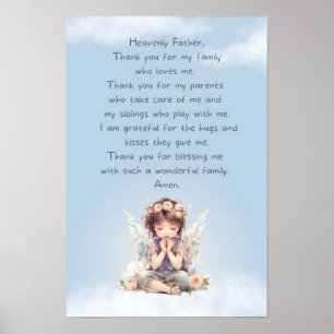 Blue Blessed with Family Child Prayer Poster