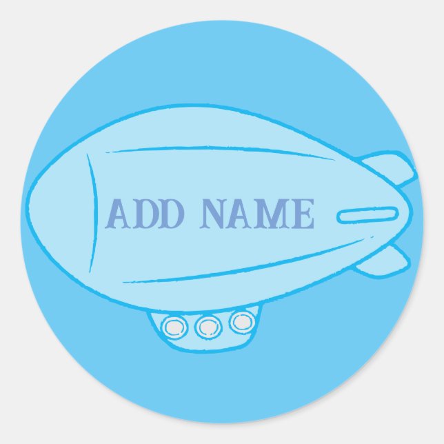 Blue Blimp Balloon In Blue Sky Custom Sticker (Front)