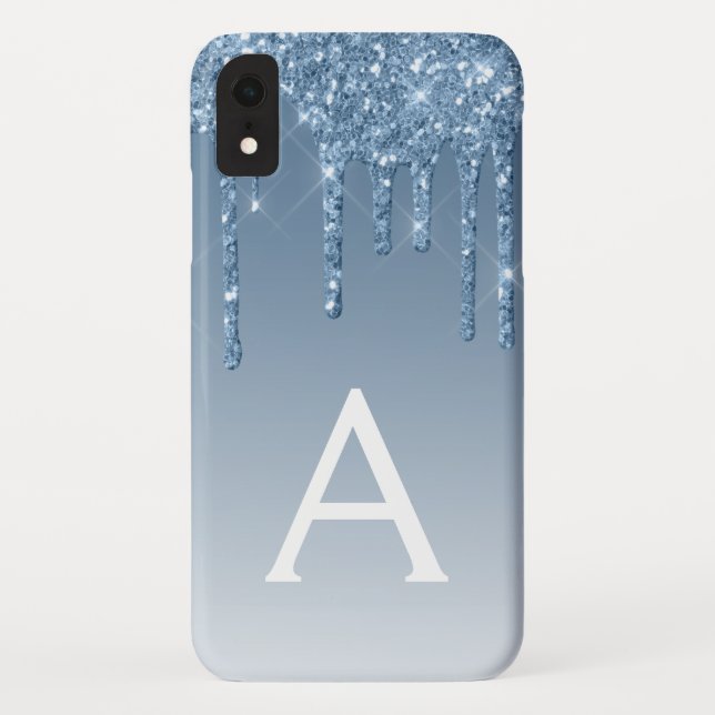 Blue Bling | Luxury Sparkle Glitter Monogram Case-Mate iPhone Case (Back)