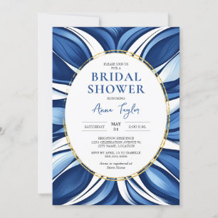 Blue Bliss Organic Floral Bridal Shower Invitation